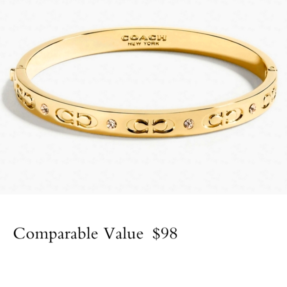NWT! Coach Signature Hinged Bangle in Gold